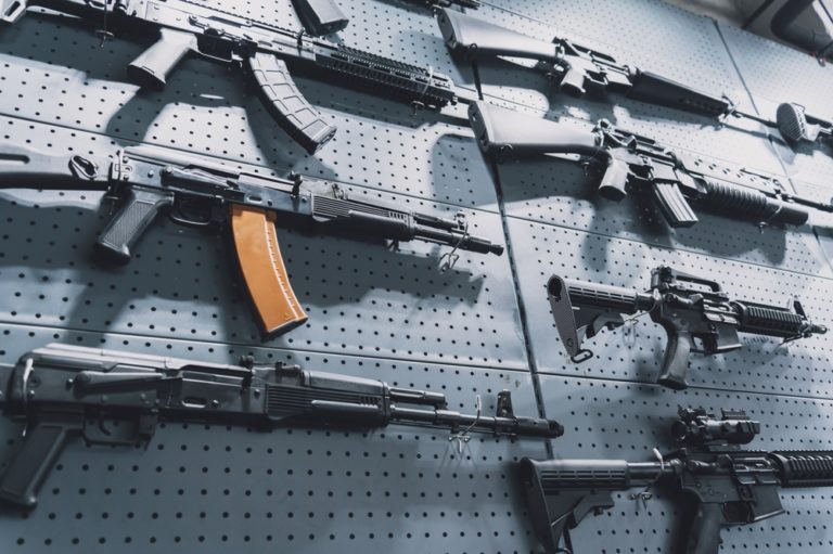 Collection,Of,Rifles,And,Carbines,On,The,Wall